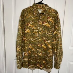 Vintage Banana Republic Safari & Travel Button Down Size XL Geese Duck 90s Hunt